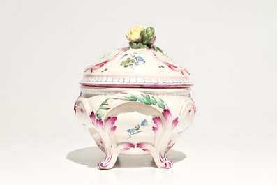 A French faience de l'Est tureen and cover on stand, 19th C.